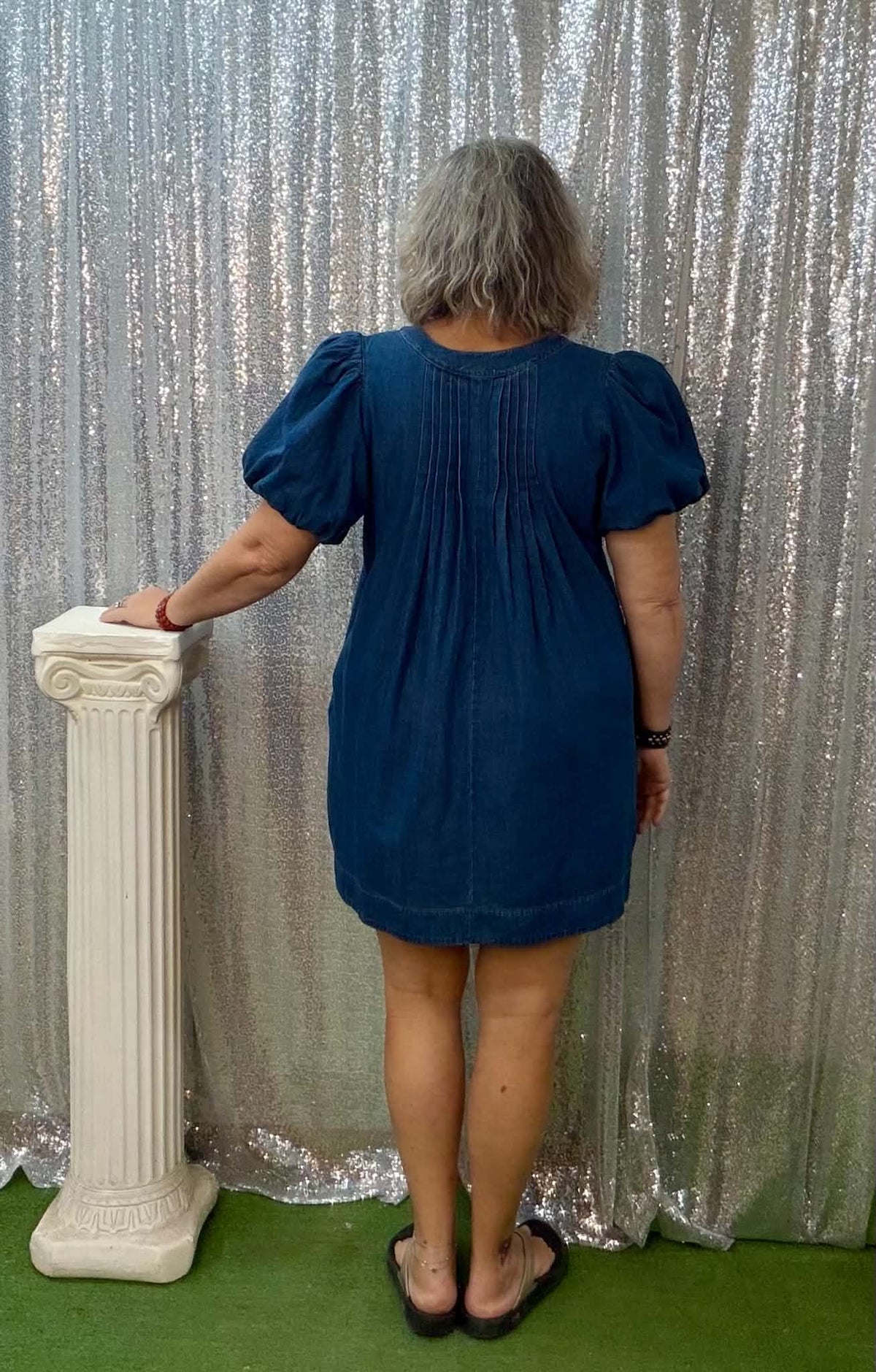 Heimish Denim Dress Plus w/Front & Back Half Pleats