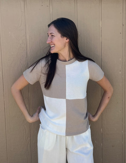 Tres Bien Checkered Knit Top