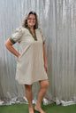 Heimish Striped PLUS Dress w/Pleated Collar