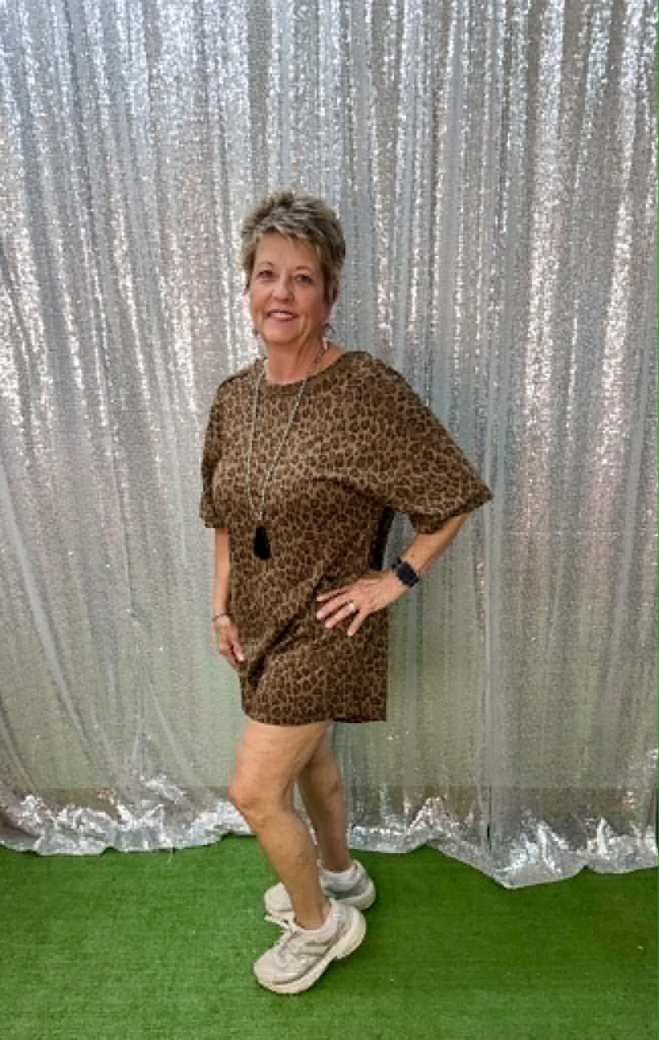 New Me Mocha Leopard short romper