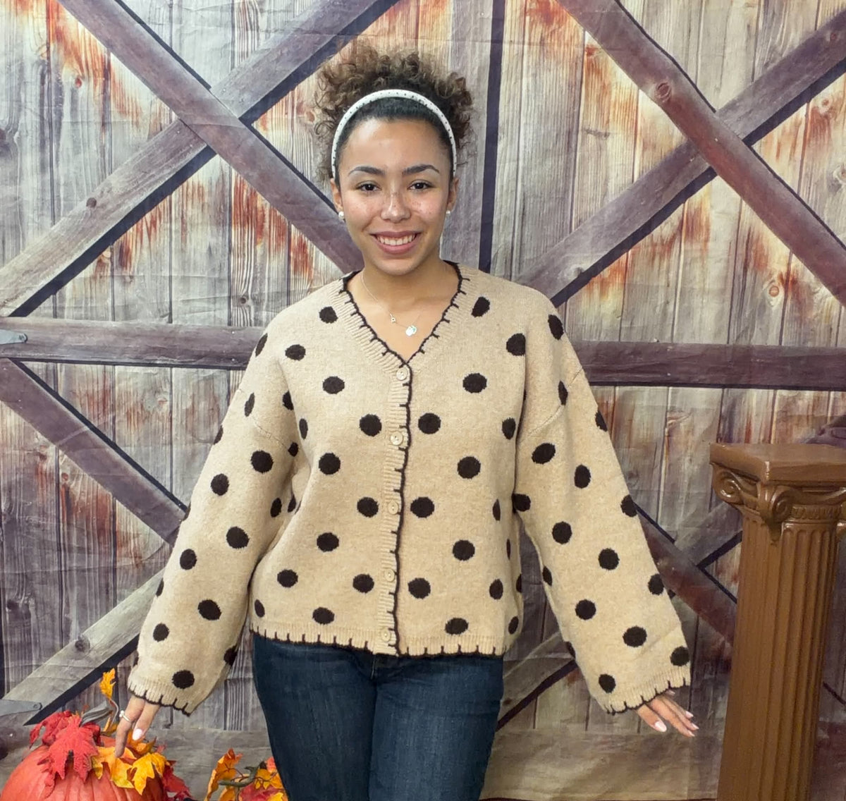 GiGio Button Front Polka Dot Sweater