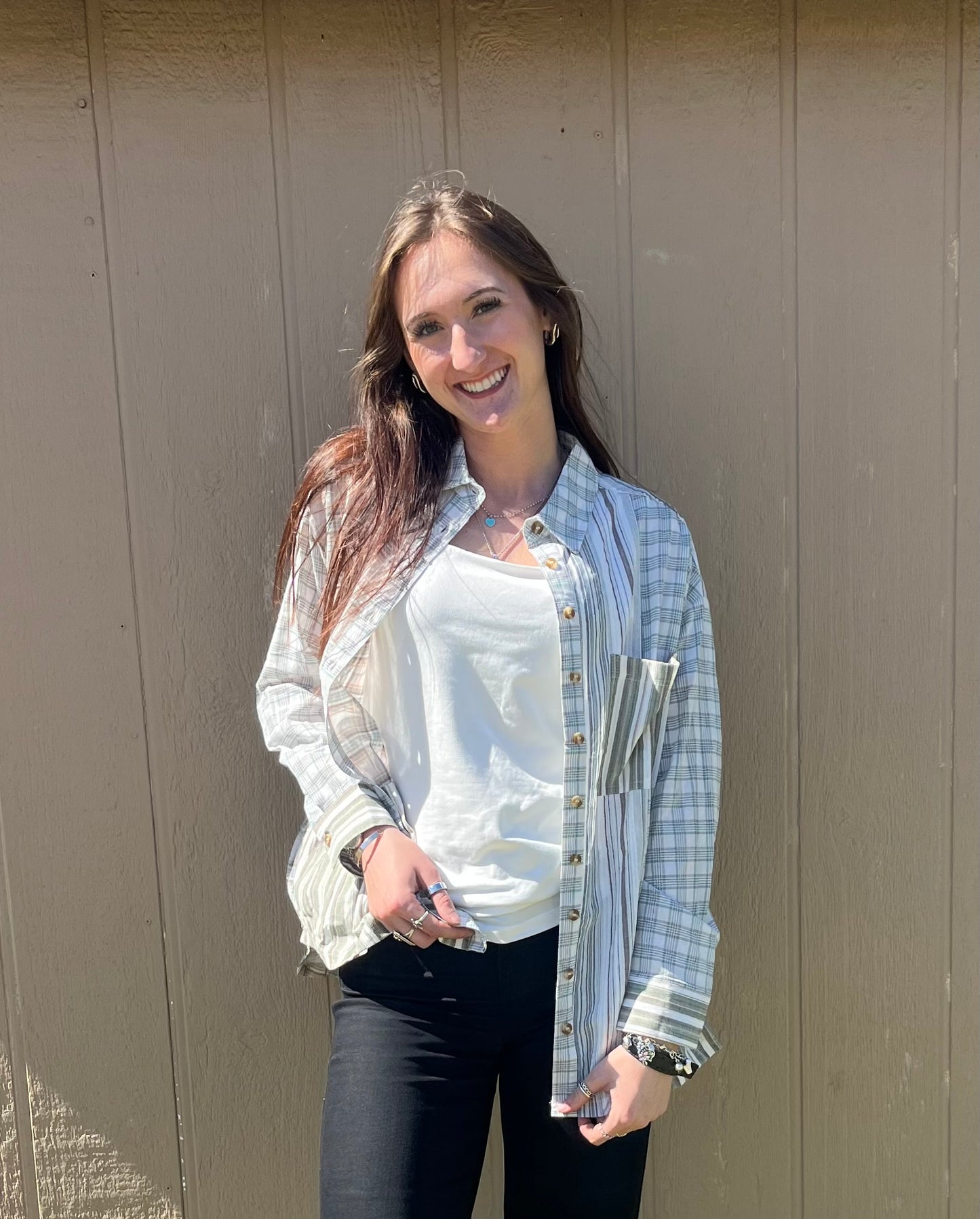 Umgee Striped Button Up