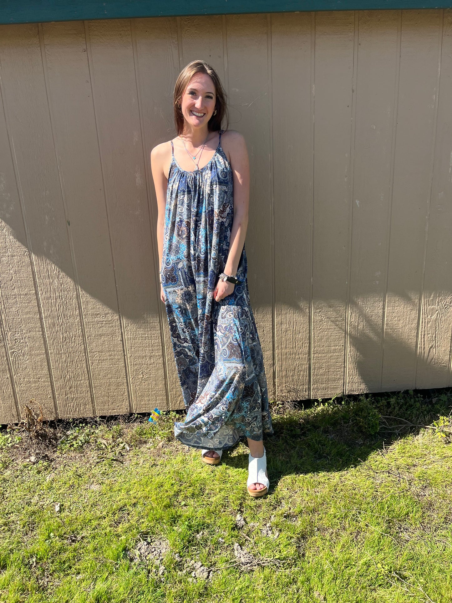 Blue Paisley Maxi Dress