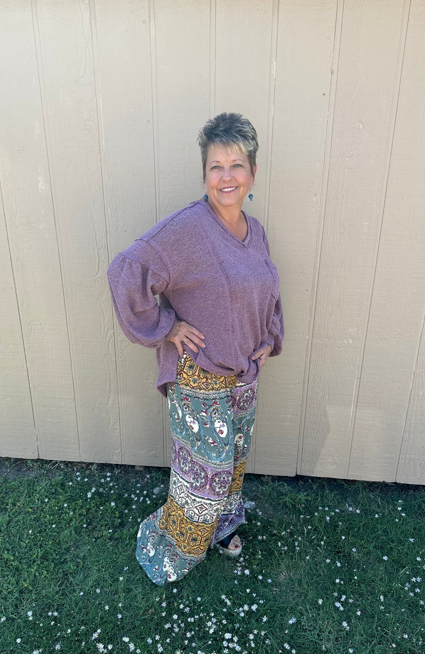 Umgee Wide Leg Patterned Pants