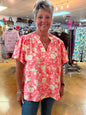 umgee coral puff sleeve top