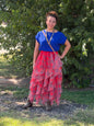 Easel Tulle Layered Plaid Skirt
