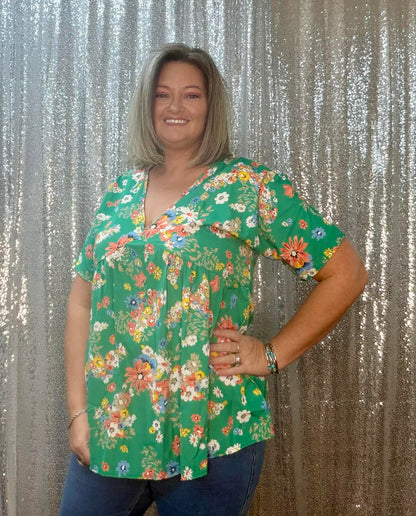 Mittoshop Floral V-Neck top Plus