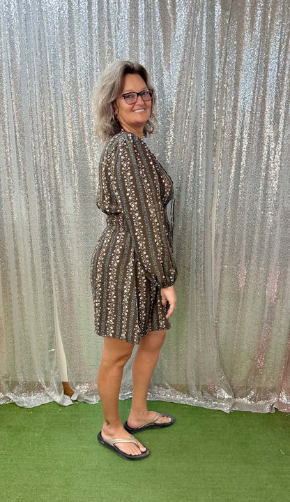 Staccato smocked waist puff slv dress