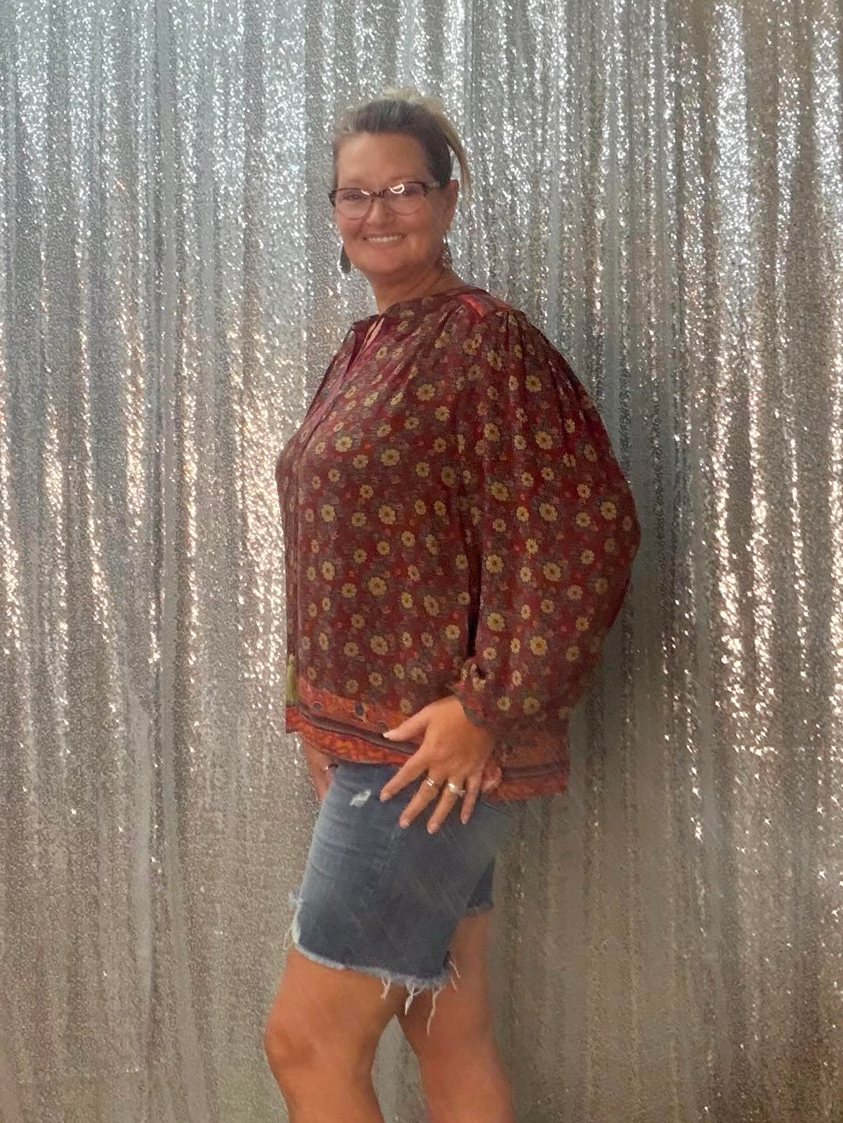 Easel boho brown floral top