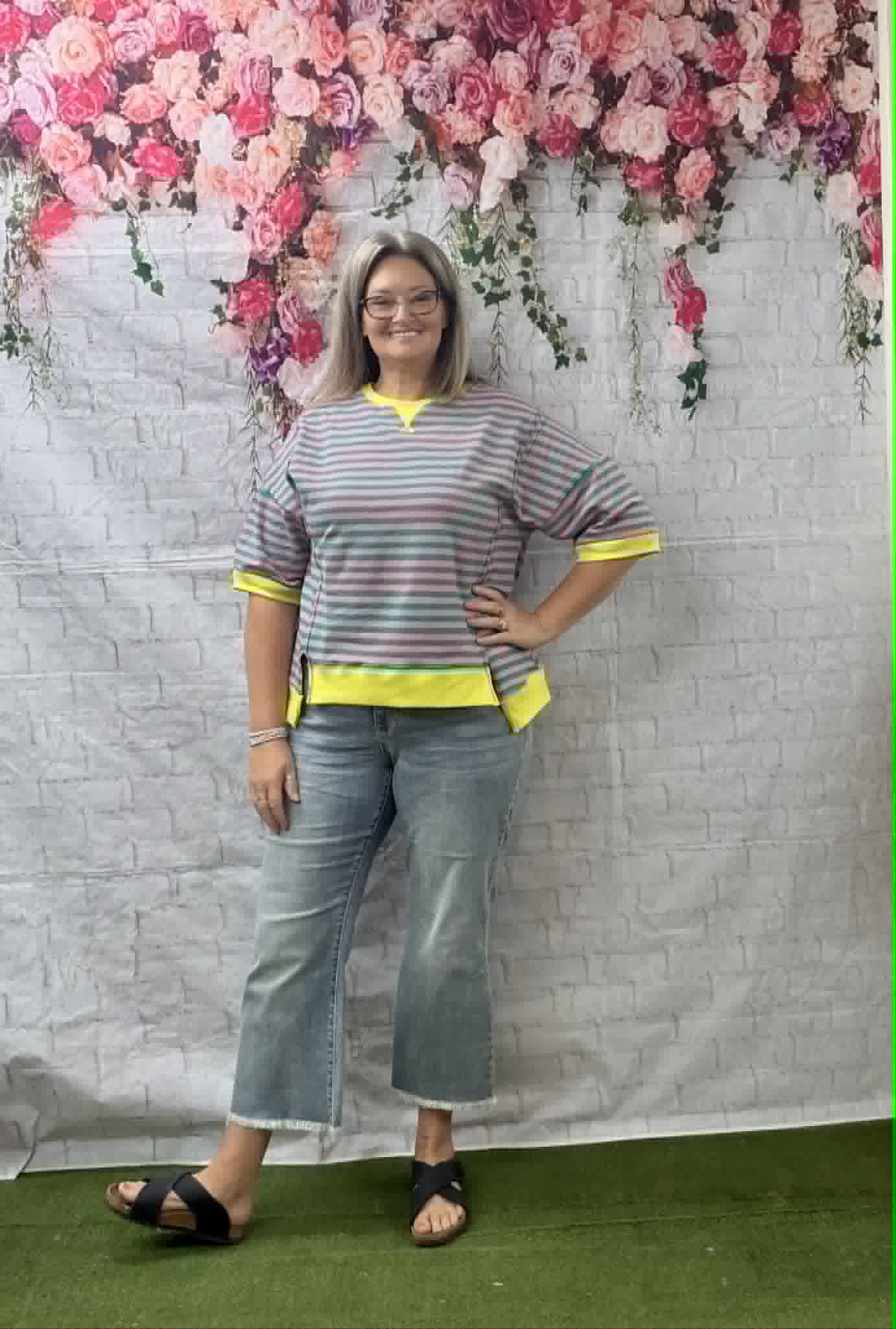 New Me stripped short sleeve top