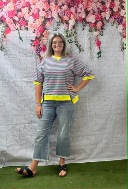 New Me stripped short sleeve top
