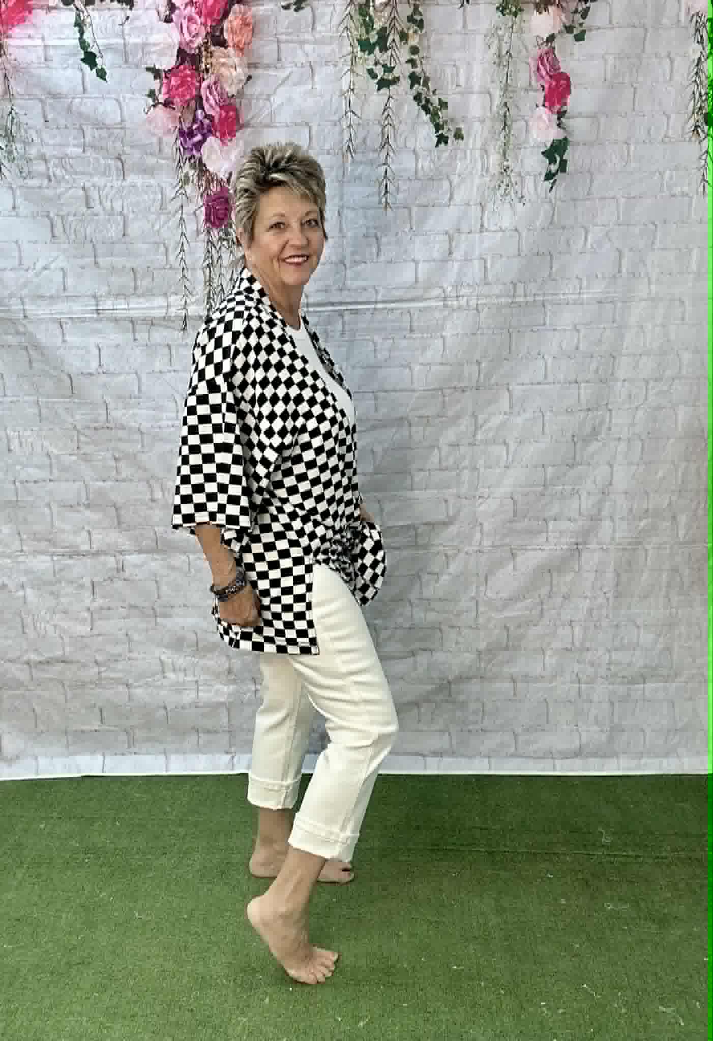 SUNSHINE & RODEOS CHECKED SHORT KIMONO