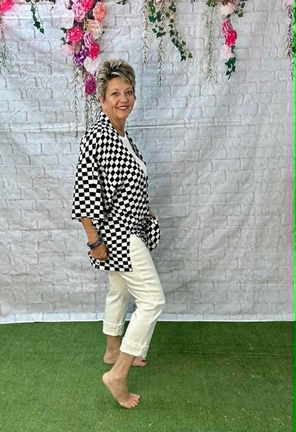 SUNSHINE & RODEOS CHECKED SHORT KIMONO