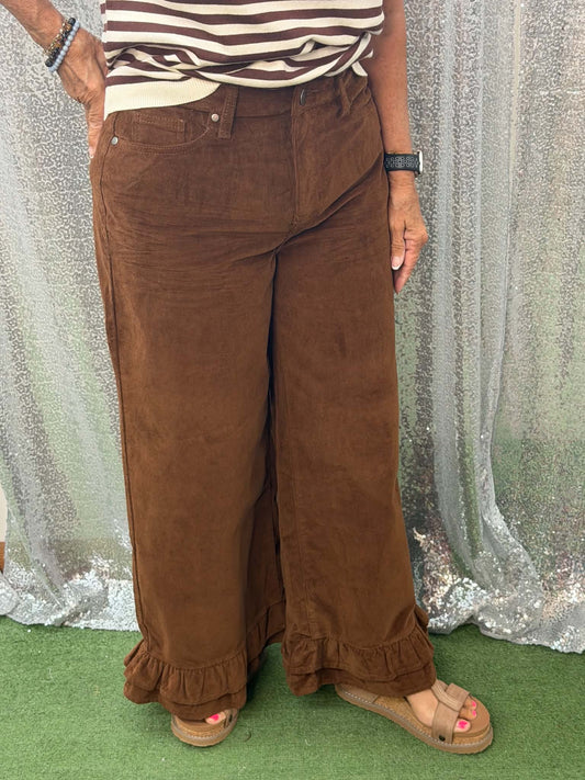 Vine & Love wide ruffle hem pants