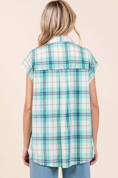 Mittoshop Plaid Button Down Top