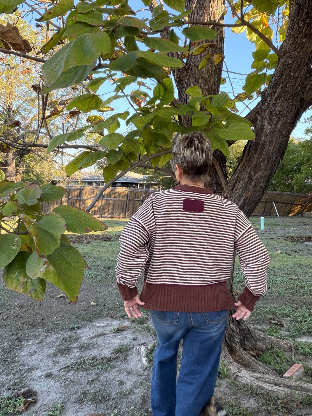 New Me crew neck striped sweater