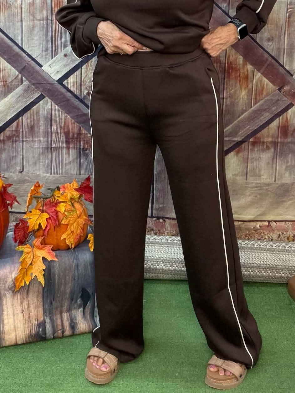 YELETE scuba contrast piping pants