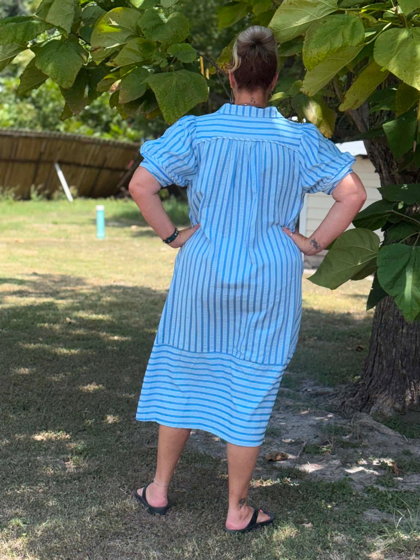 Umgee Puff Sleeve Midi Dress