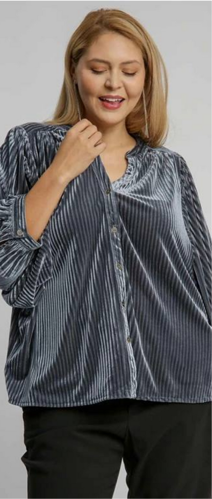 Umgee V-Notched Button Down Top