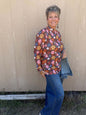 Sunshine & Rodeo Brown Multi Floral Mesh Top