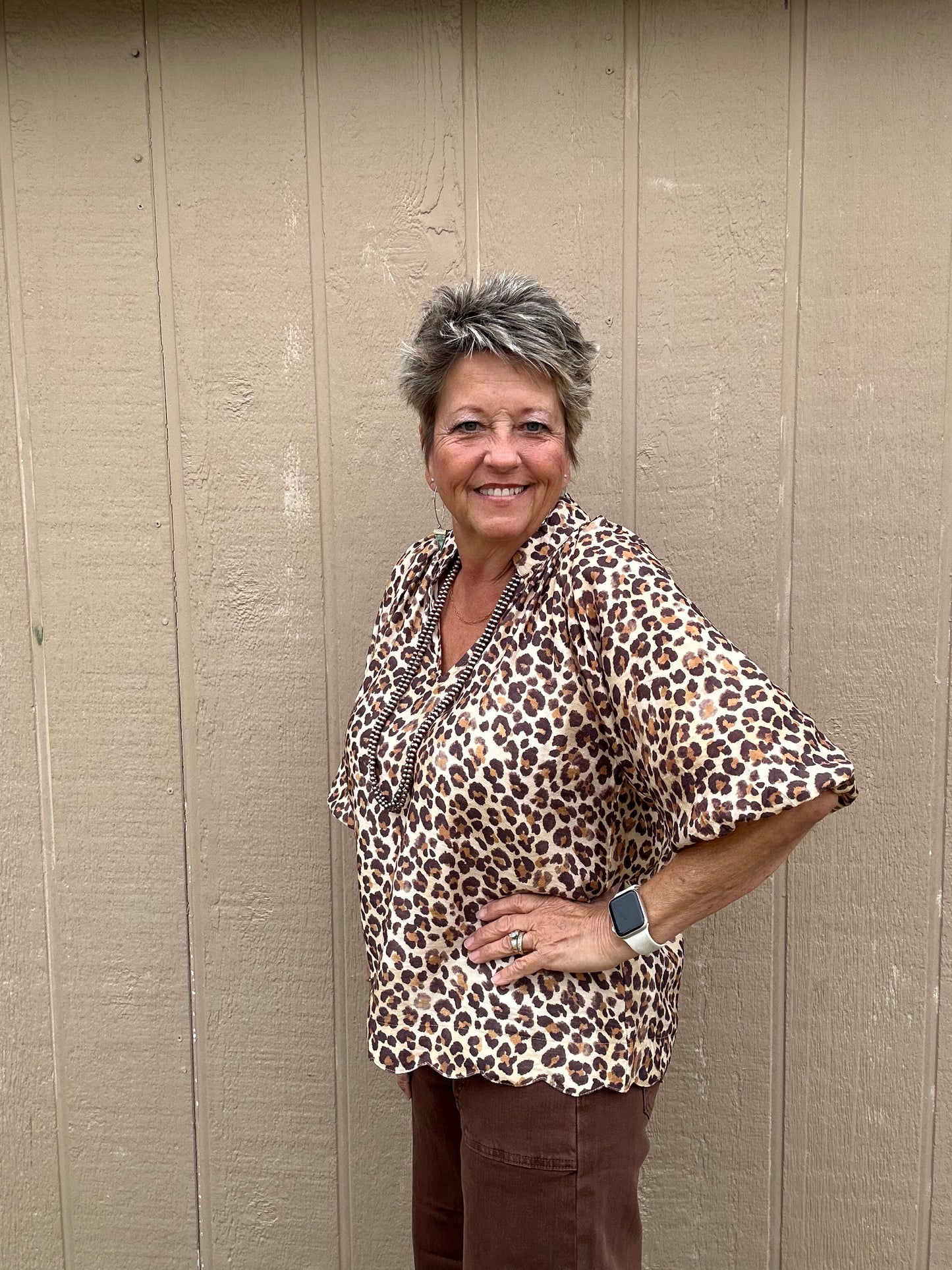 Umgee Scalloped Leopard Top