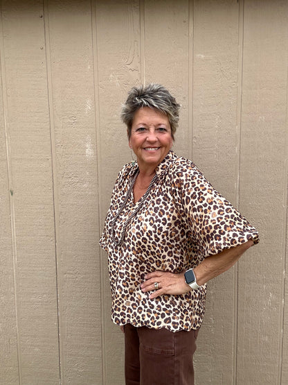 Umgee Scalloped Leopard Top