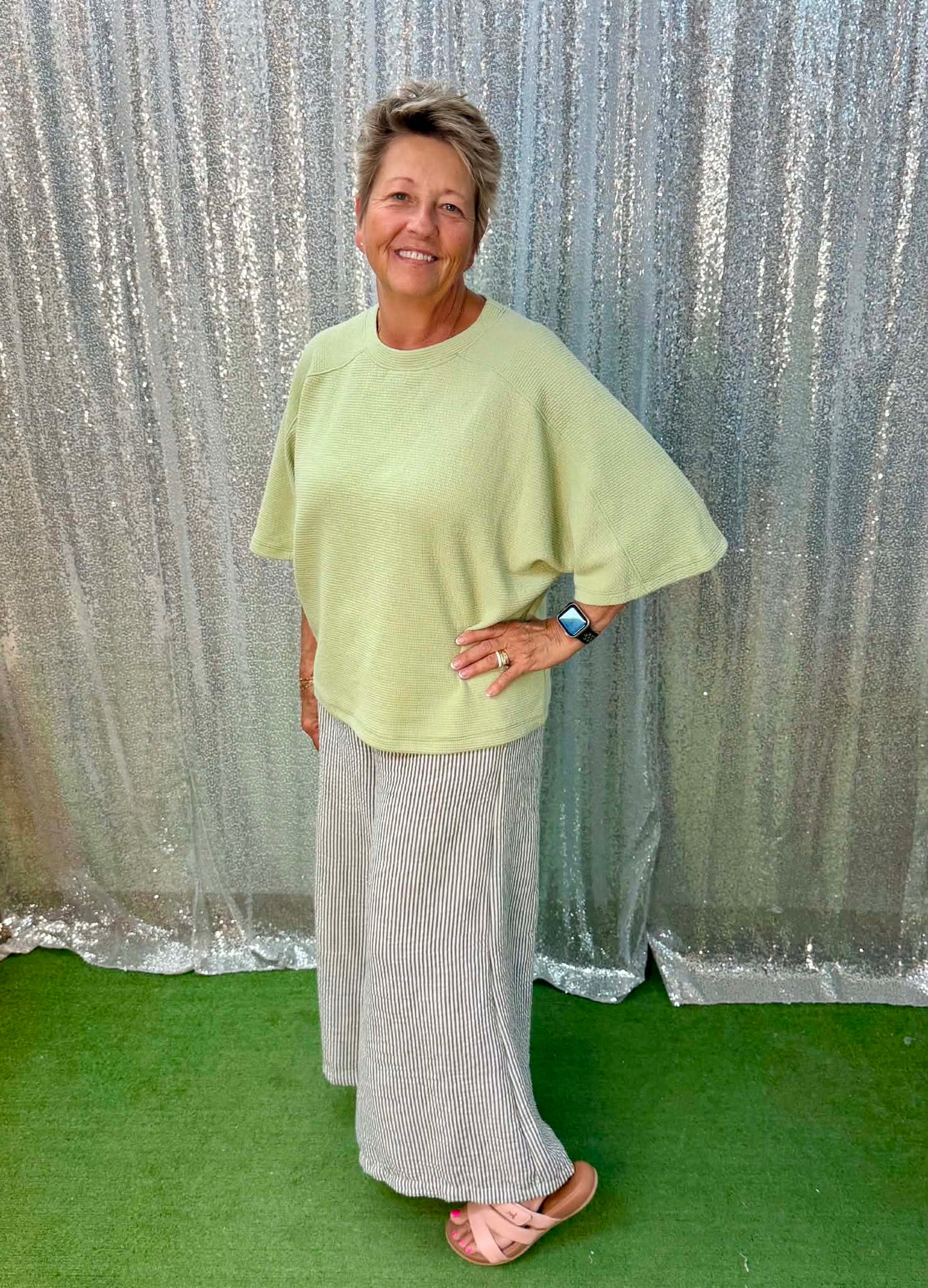 Tres Bien cloudy knit green top