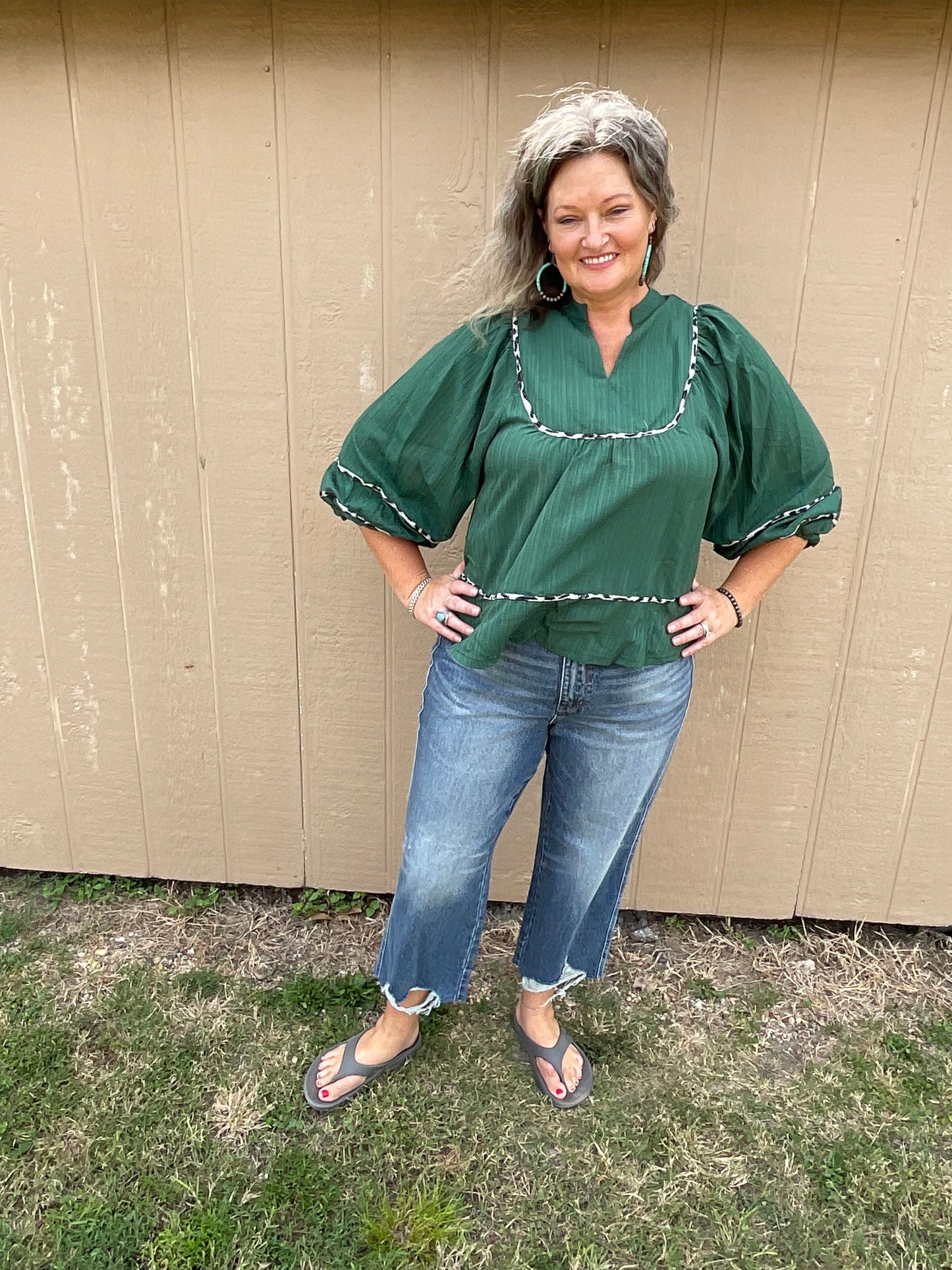 Texture Fabric Blouse with Animal Print