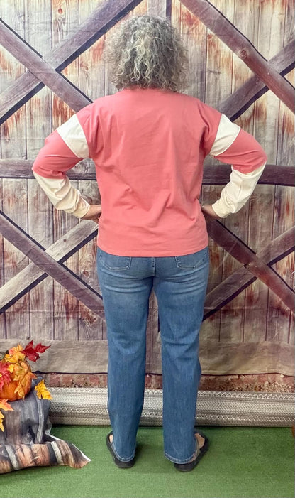 STACCATO color block pullover top