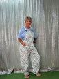 Oddi Washed Blue Floral Overalls