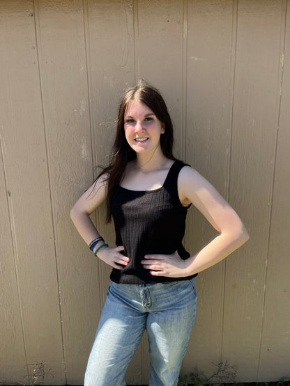 Zenanan Ribbed Square Neck Tank