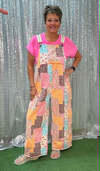 Easel Patchwork Overalls