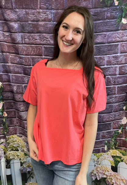 Square Neck Short Sleeve Top