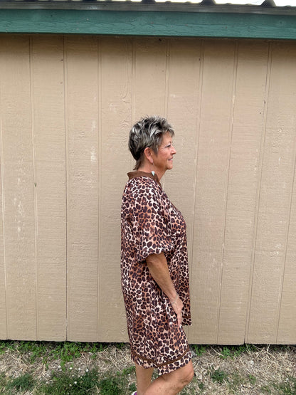 Contrast Detail Animal Print Umgee Dress