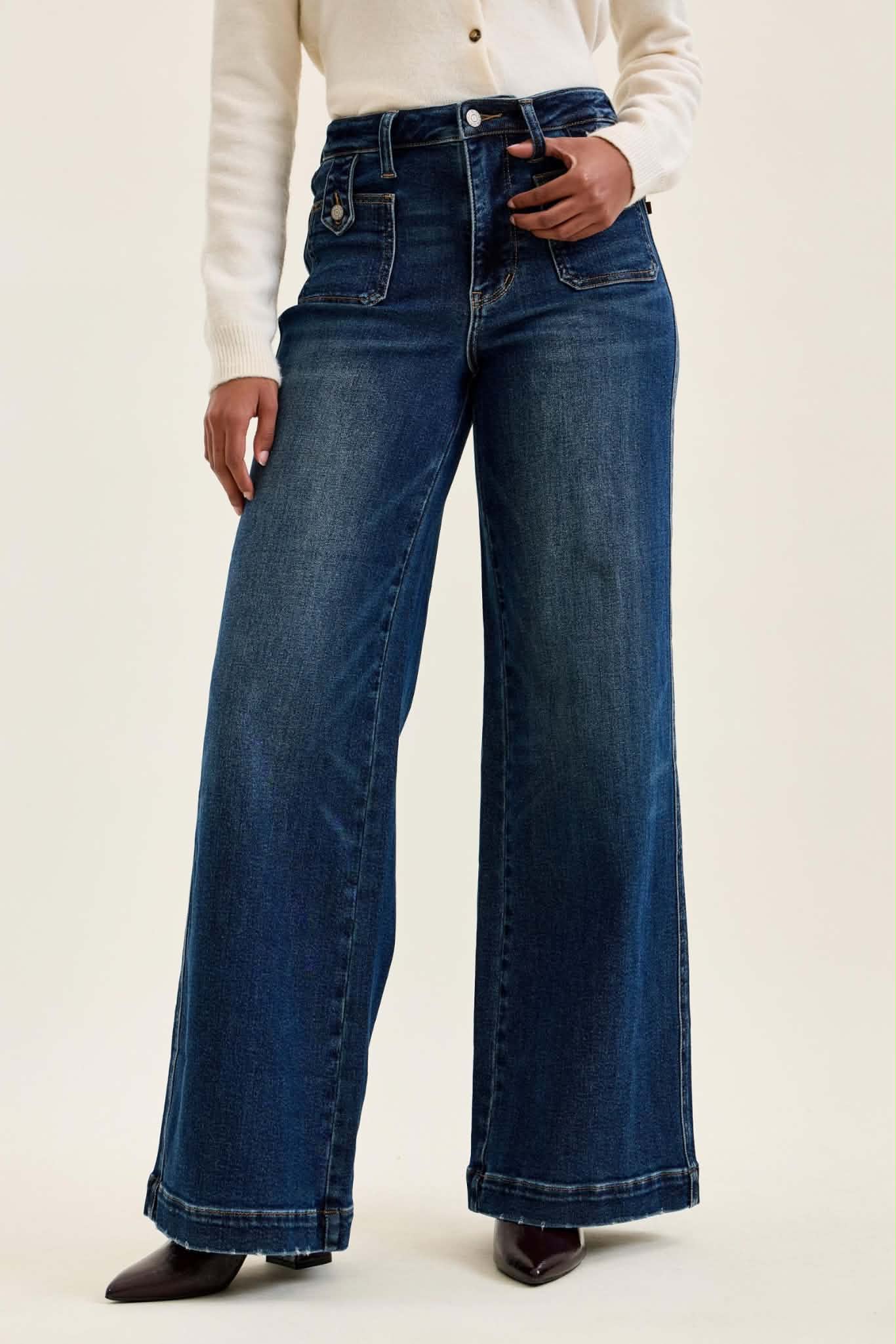 JUDY BLUE LUX  RETRO WIDE w/ FRONT PATCH POCKET