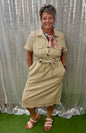 Flamingo tan belted dress
