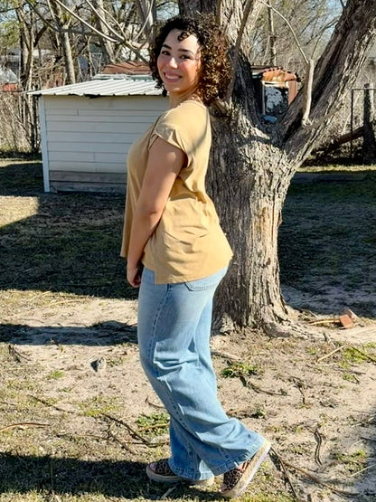 Easel Sand Cap sleeve shirt