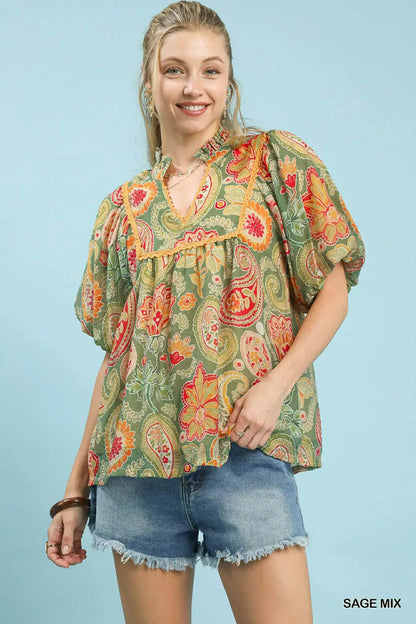 Umgee Mix Paisley Blouse