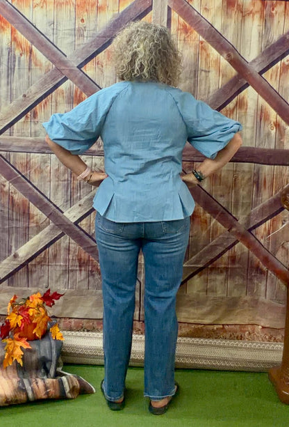 Heimish puff sleeve button down blouse