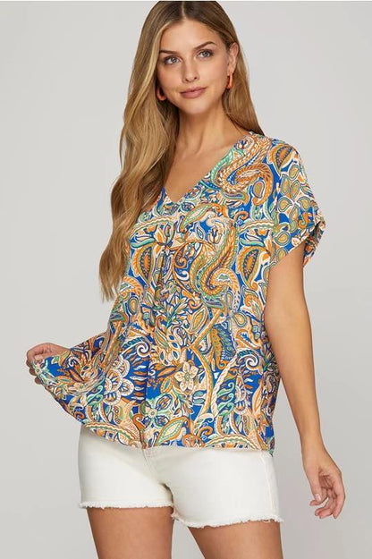 She & Sky Paisley Top