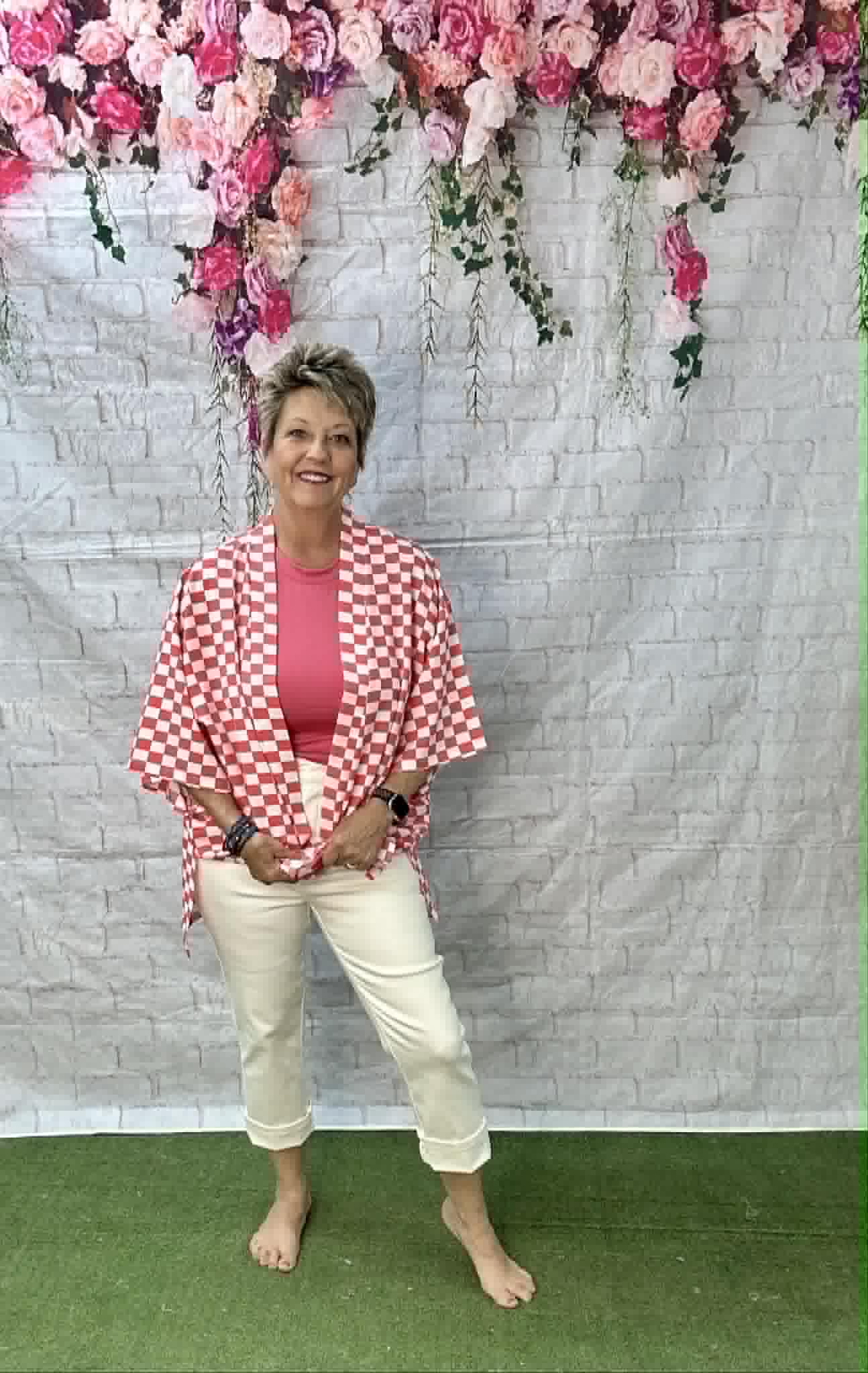 SUNSHINE & RODEOS CHECKED SHORT KIMONO