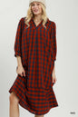 Umgee Plaid Dress w/Collar Plus