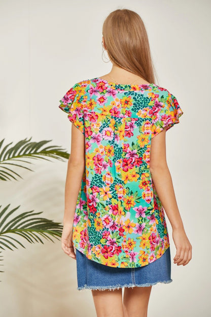 Emily Wonder Animal/Floral Print Top