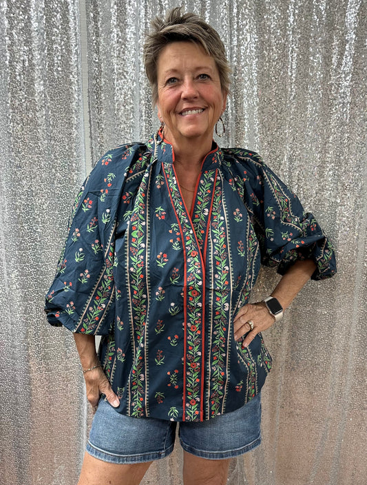 Umgee Floral Boho Blouse