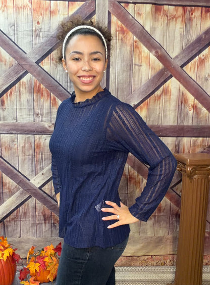 Sunshine & Rodeos Mesh Lace Textured Top