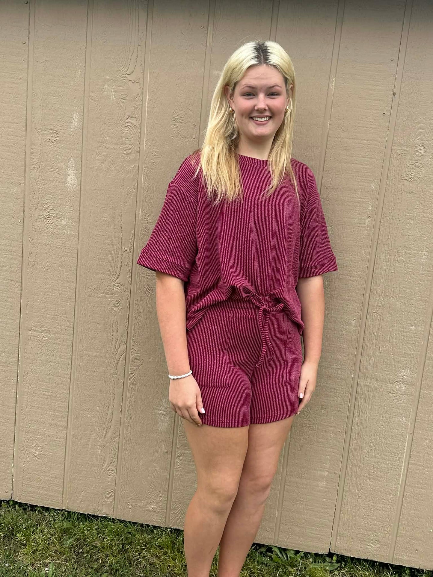 Zenana ribbed shorts SET