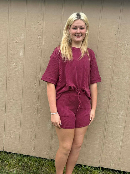 Zenana ribbed shorts SET