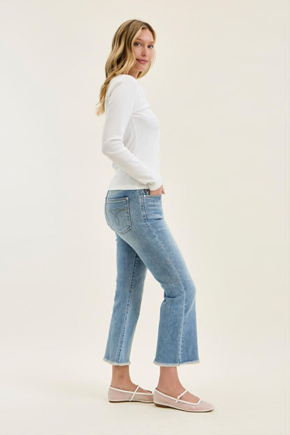 Judy Blue Mid Rise light wash kick flare