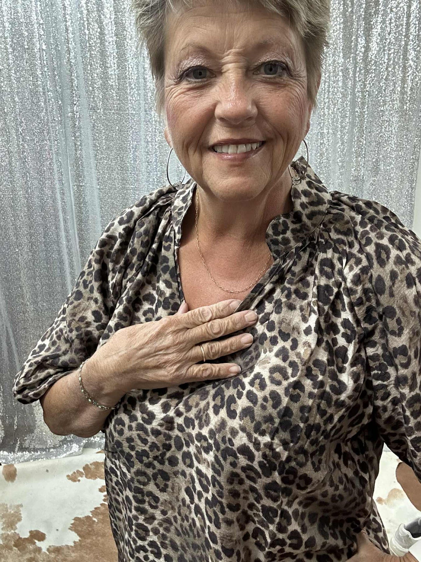 Umgee Scalloped Leopard Top