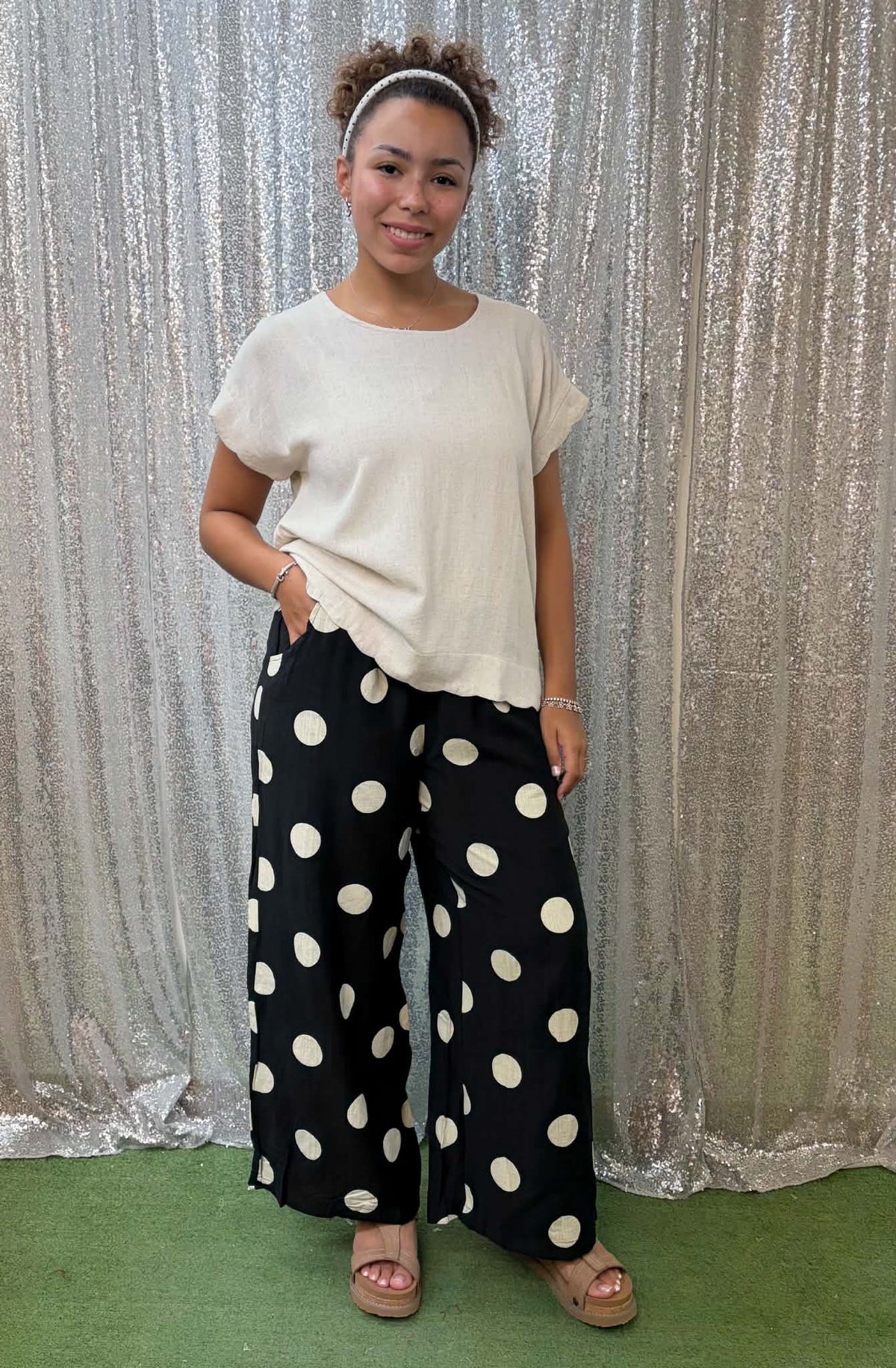 Umgee Wide Polka Dot Pants